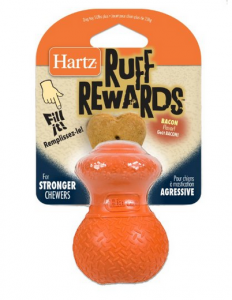 Hartz Ruff Rewards Dog Toy for Strong Chewers, Bacon Flavor Large